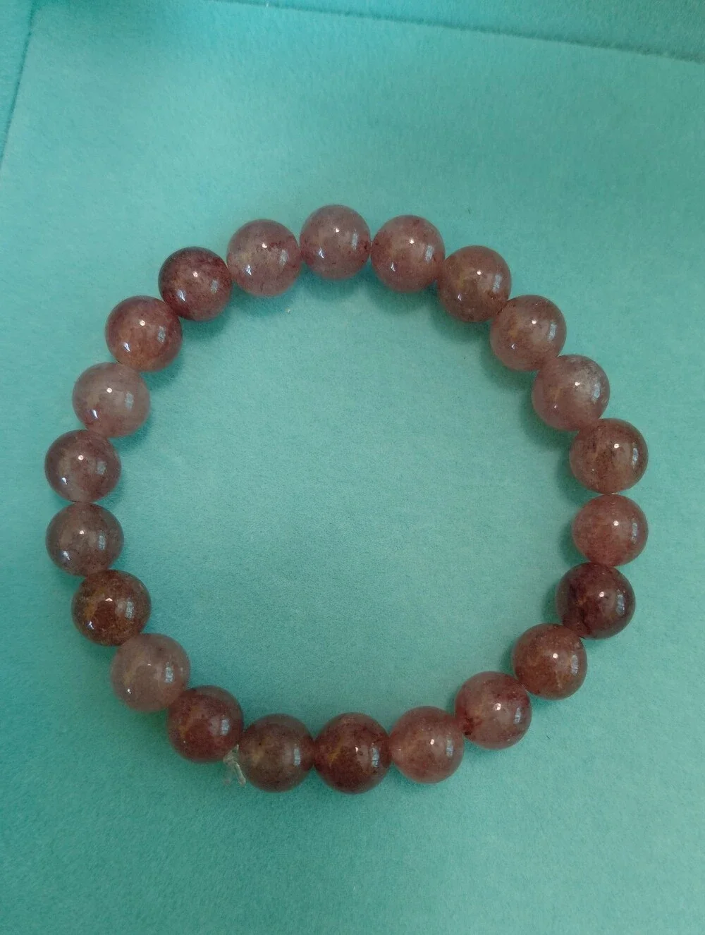Strawberry Quartz Beaded Stretch Bracelet Natural Stone